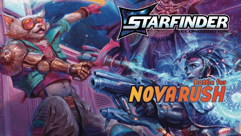 Banner da mesa de RPG: Batalha por Nova Rush