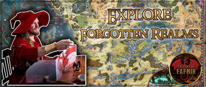 Banner da mesa de RPG: Explore os Reinos Esquecidos